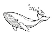 Whale Line Art Vector Bundle, an Illustration by yasushie (Thumbnail 49 of 51)