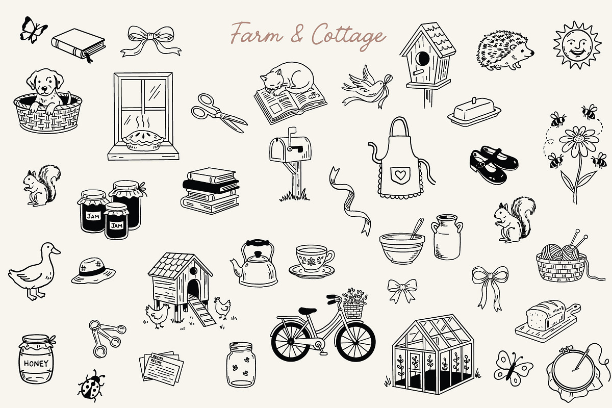 Farm & Cottage — Hand-Drawn Cottagecore Graphics