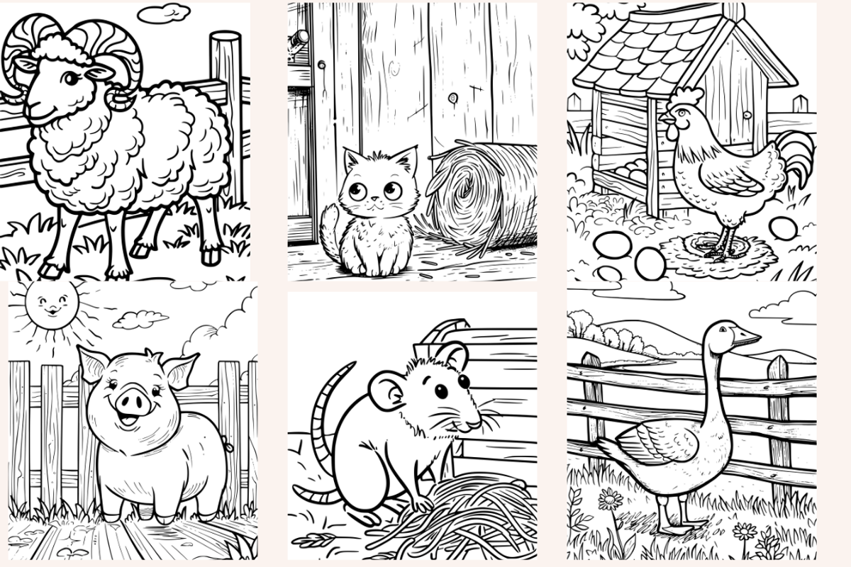 Farmyard Animals Coloring Pages, an Animal Illustration by PrintHaven Designs (Photo 5 of 9)
