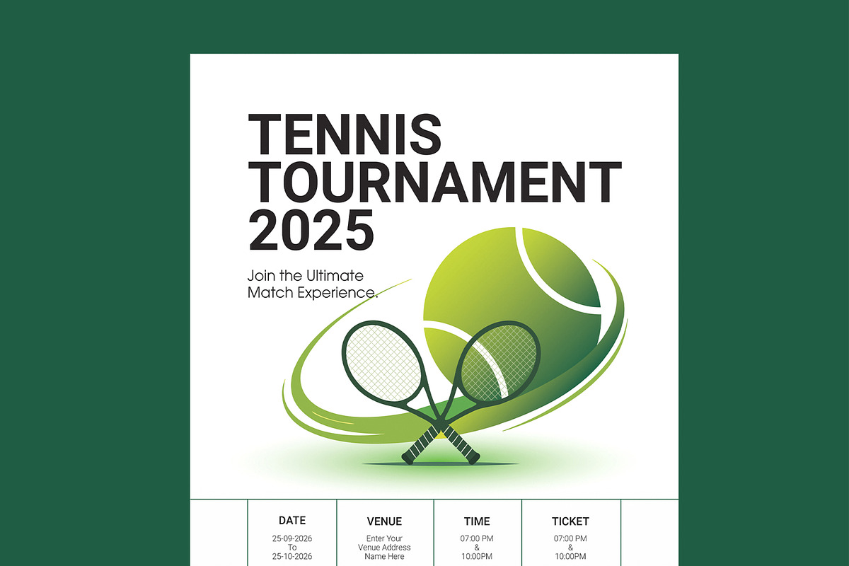 Modern Tennis Tournament Event Flyer, a Flyer Template by MightyDesign (Photo 2 of 8)
