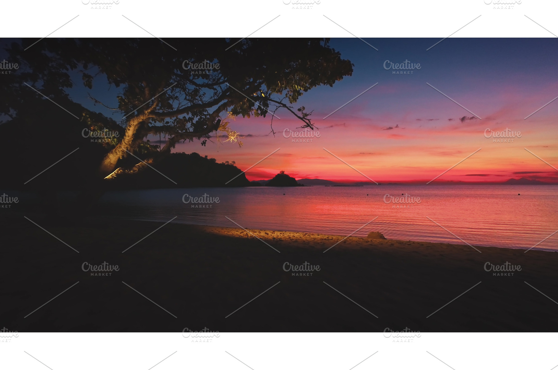 Tropical beach sunset illuminating, a Nature Photo by Goinyk