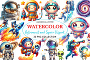 Astronaut and Space Watercolor, a Technology Illustration by fashionaddict (Thumbnail 1 of 7)