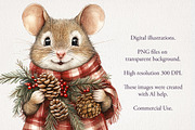 Christmas Mouse Clipart 29 PNG, a Seasonal Illustration by EleSArtDesign (Thumbnail 3 of 4)