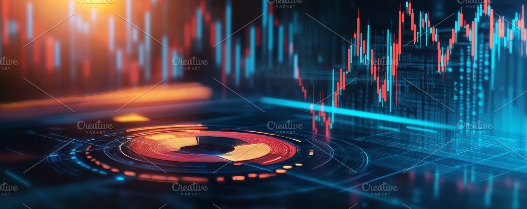 Digital Interface with Futuristic Circular Data Analysis, an Abstract Photo by Natalia Klenova's Shop