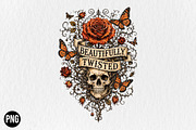 Beautifully Twisted Skull PNG, a Seasonal Illustration by CraftArtStudio (Thumbnail 1 of 4)