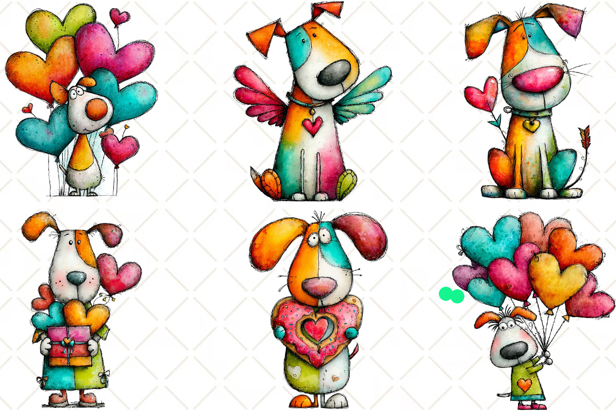 Quirky Valentine Dogs Clipart, an Animal Illustration by Black Bird Studio (Photo 4 of 6)