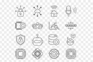 AI and Technology Outline Icon Set, an Outline Icon by Unique Design Team