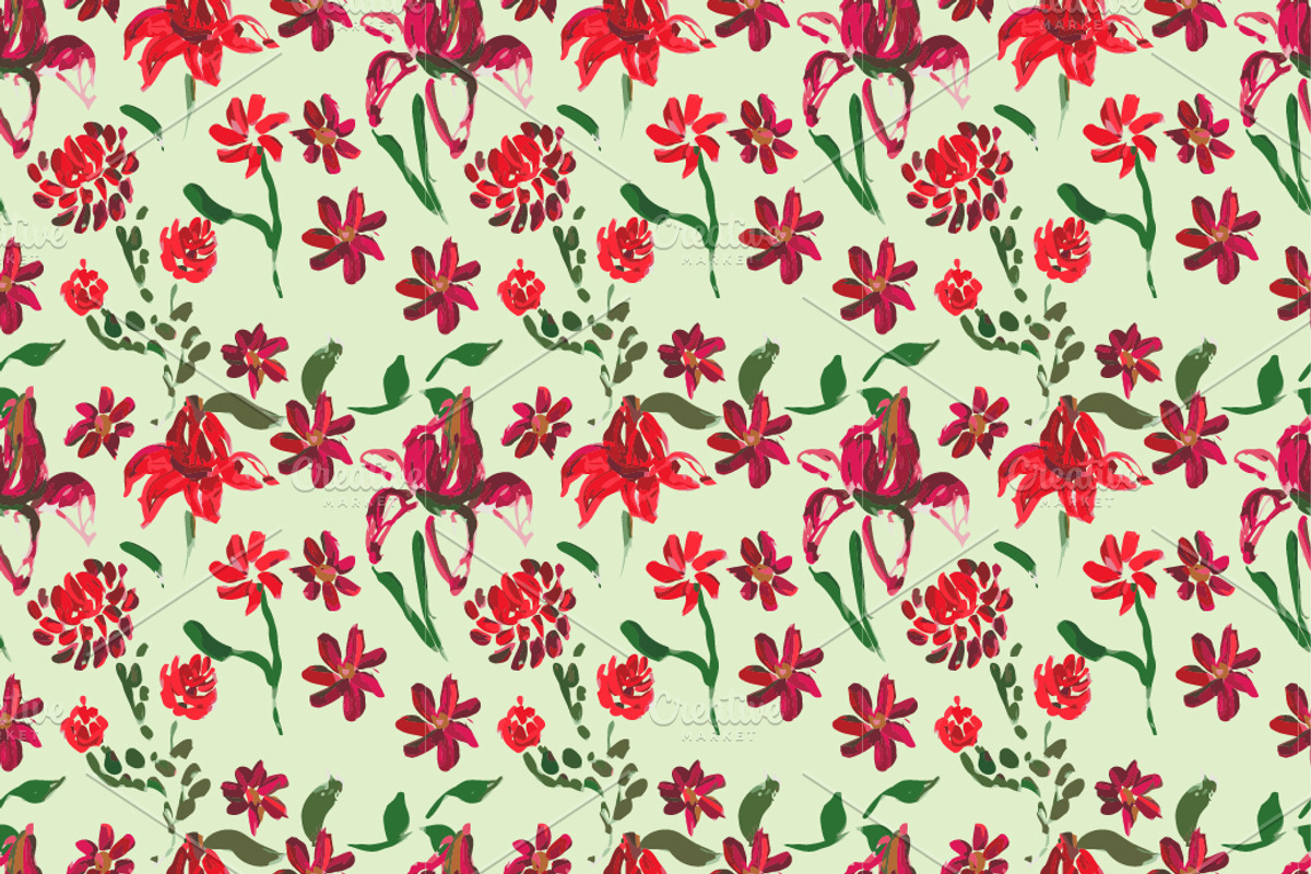 Set of four seamless floral patterns preview 3