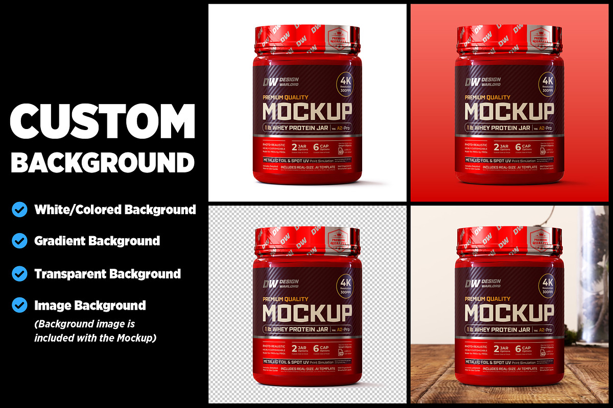 1lb Whey Protein Jar Mockup A2-Pro, a Packaging Mockup by Design Warlord (Photo 11 of 16)