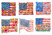 Floral American Flag Clipart, an Illustration by Dream Creation (Thumbnail 3 of 6)