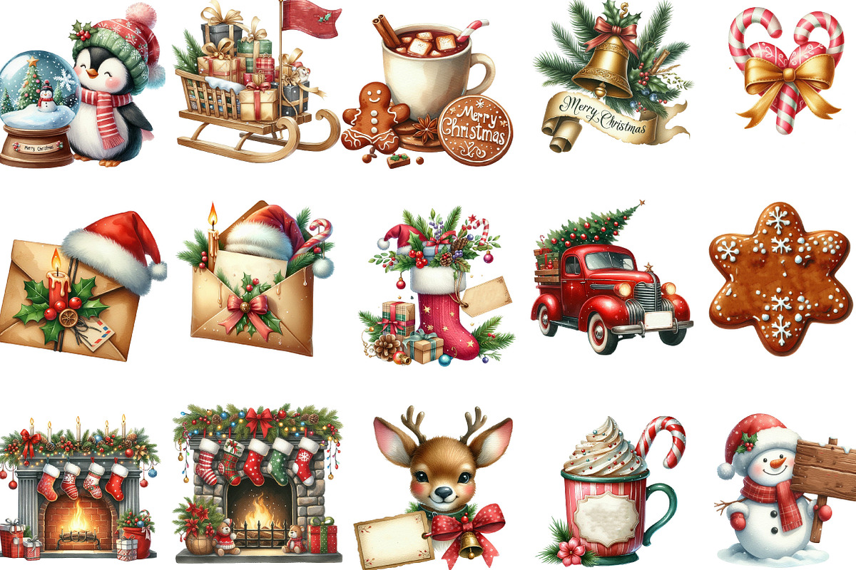Merry Christmas Clipart, an Illustration by Designking (Photo 2 of 5)