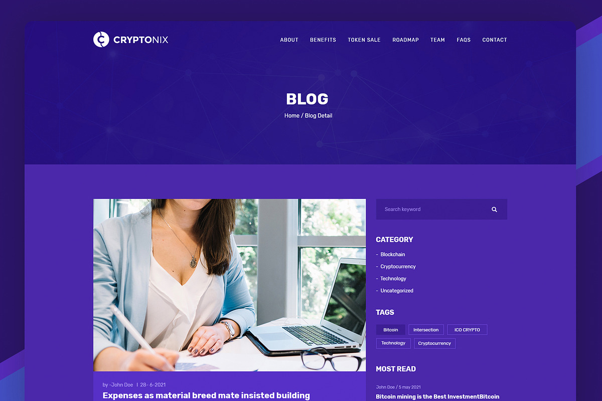 Cryptonix - ICO & Crypto Currency Landing Page HTML Template