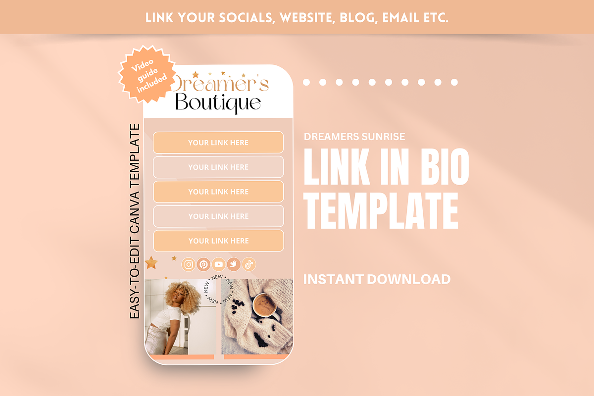 Peach Link in Bio, a Landing Page Template by SunshineStudioBoutique (Photo 1 of 9)