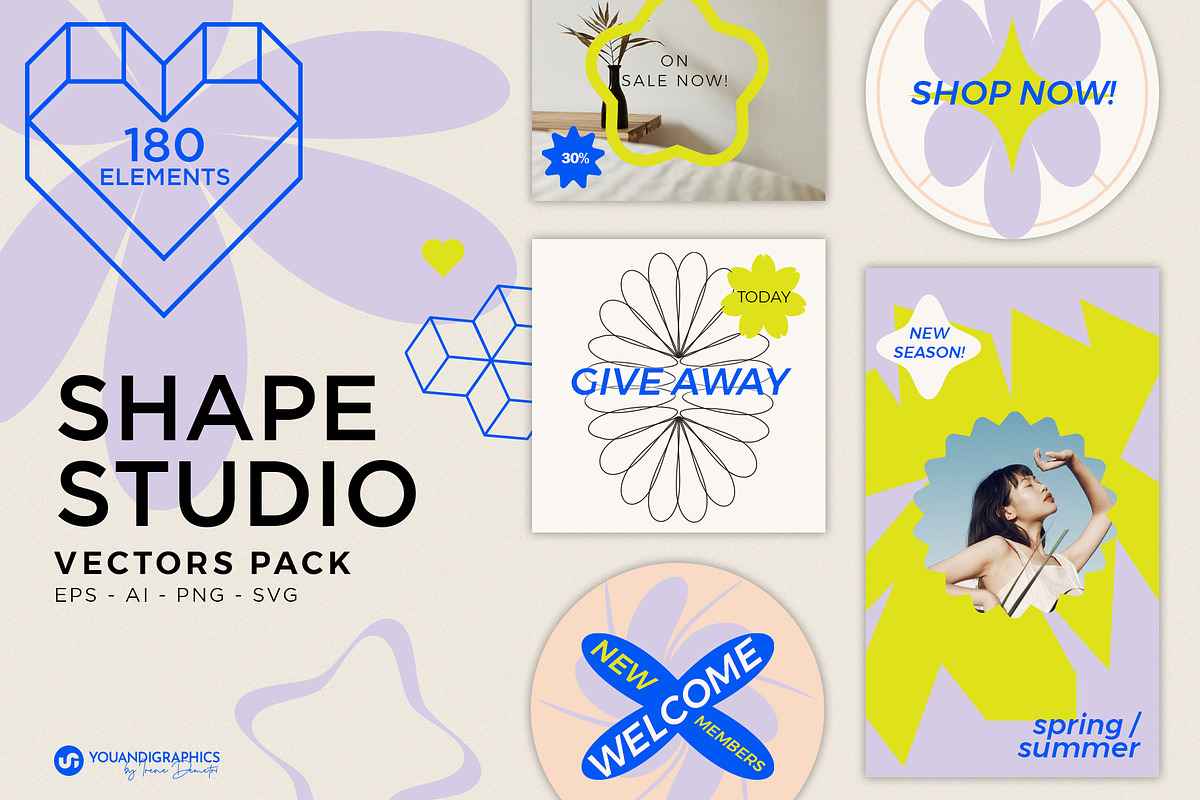 Shape Studio Vectors Pack, a Graphic by Youandigraphics (Photo 1 of 11)
