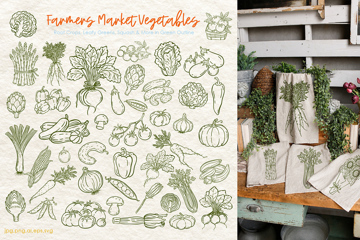 Farmers Market Clipart Naive Vector, a Food Illustration by SunnJaneArt (Photo 4 of 18)