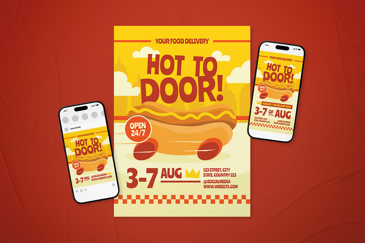 Food Delivery Promotion Flyer Set, a Flyer Template by The Good Store (Photo 1 of 2)