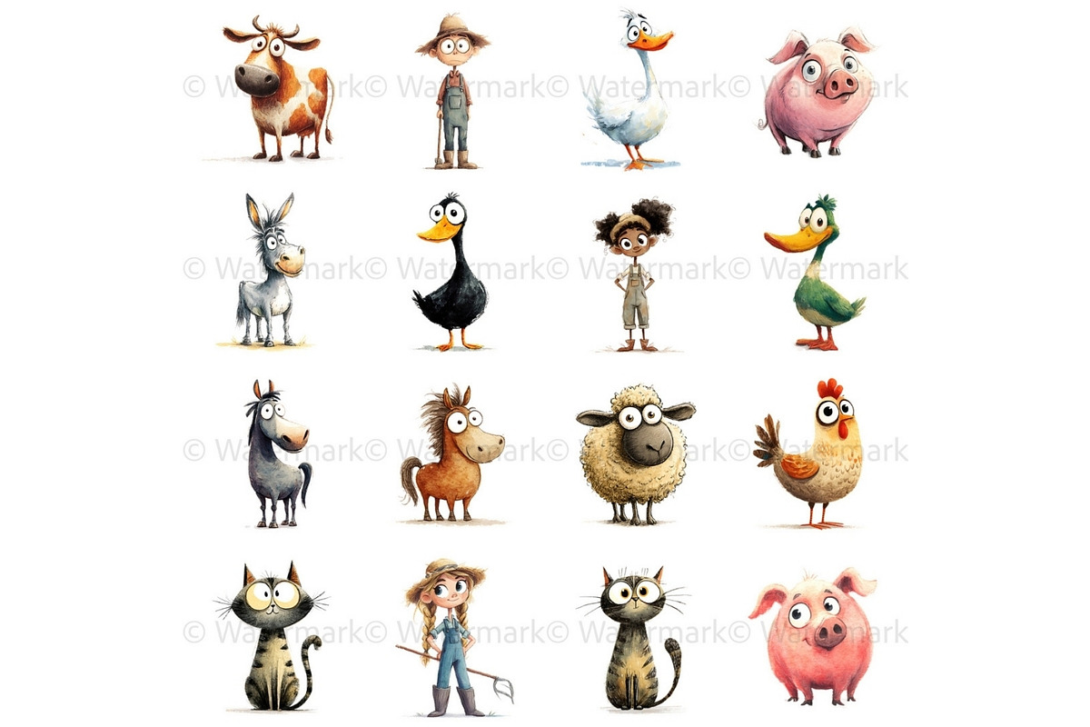Quirky Farmhouse Clipart Bundle, an Animal Illustration by Nicole Branger Art (Photo 7 of 20)