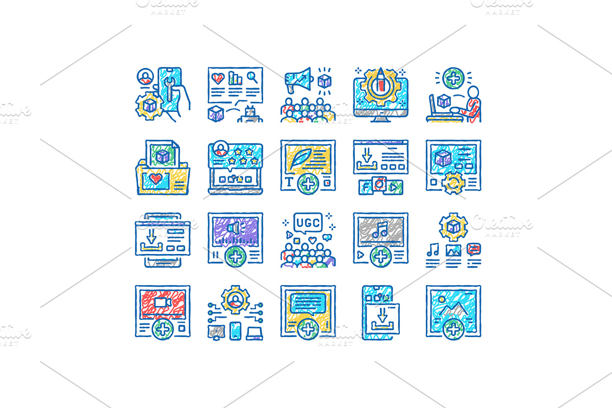 User Generated Content set Icons, an Object Illustration by pikepicture