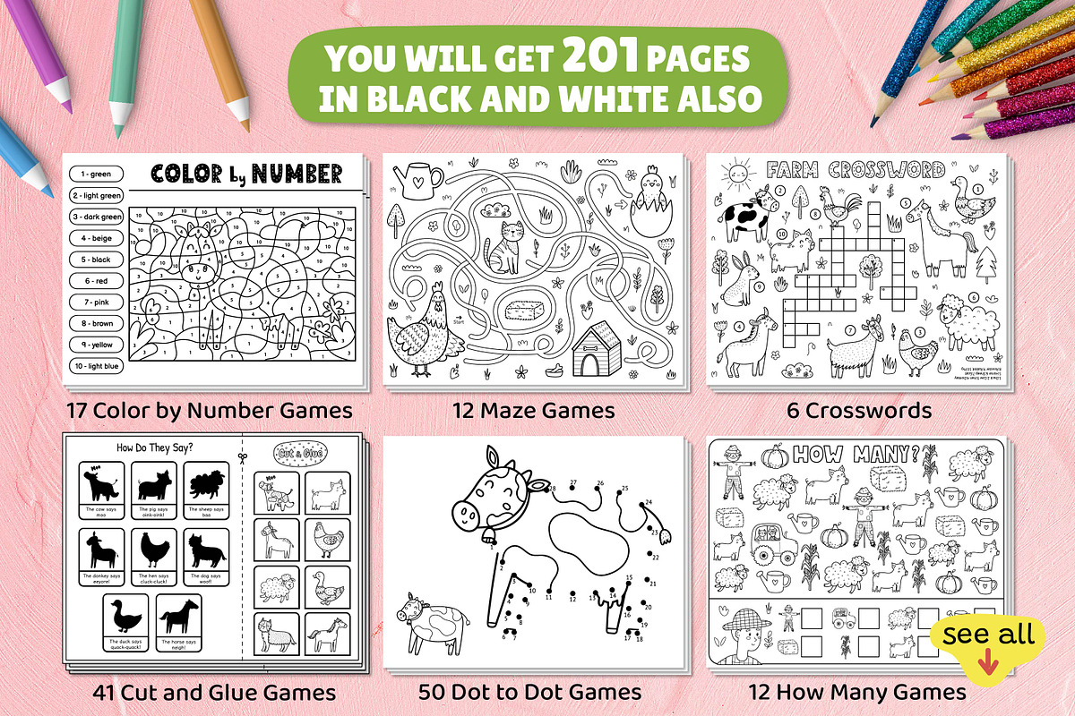 Farm Activity Pages for Kids, an Education Illustration by Gulnara Sabirova (Photo 18 of 19)