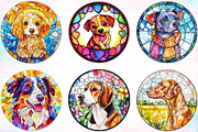 Round Stained Glass Dogs Clipart PNG, a Seasonal Illustration by Canvas Craft (Thumbnail 4 of 4)