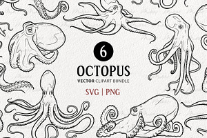Octopus Vector Line Art Set, an Illustration by MadliArt