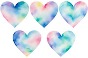 Multicolor Watercolor Hearts, an Object Graphic by Julie Campbell (Thumbnail 3 of 4)