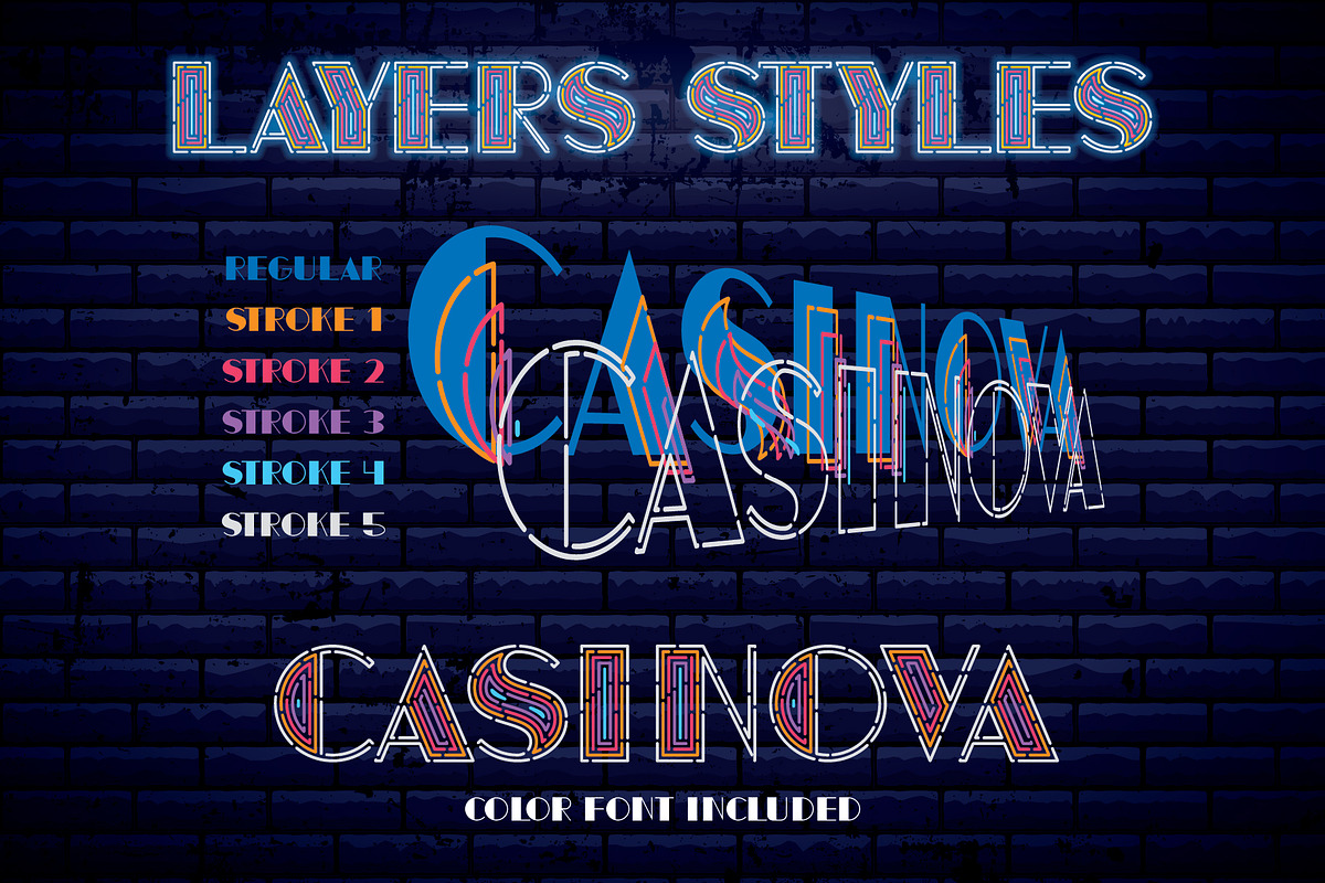 Casinova Layered Font, a Symbol Font by VozzyStock (Photo 2 of 6)