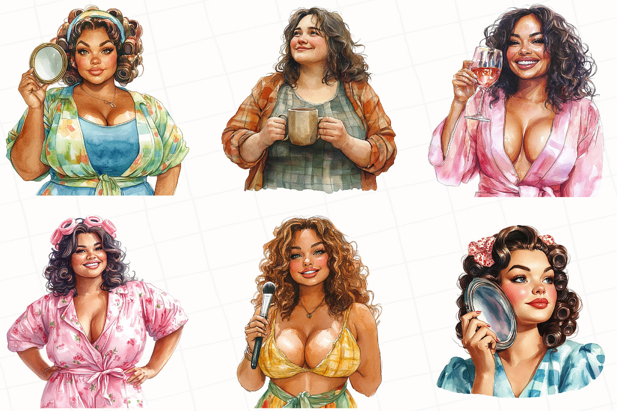 Curvy Girl Self Care Clipart, an Illustration by OK Design (Photo 2 of 5)
