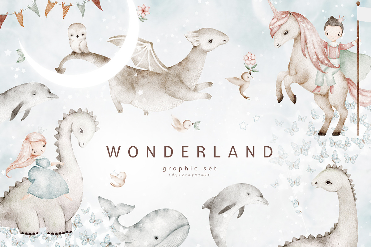 WONDERLAND graphic set, an Animal Illustration by erasovas (Photo 1 of 13)