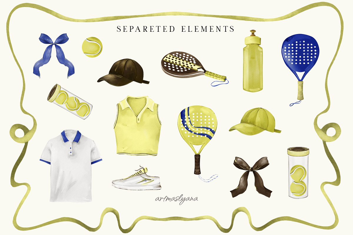 Padel Tennis - Clipart & Patterns, a Sport Illustration by ArtMaslyana (Photo 2 of 8)