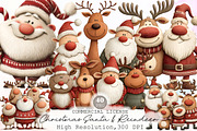 Christmas Santa & Reindeer Clipart, an Illustration by Sublimation Artist (Thumbnail 1 of 6)