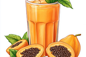 Refreshing Papaya Smoothie Tropical, a Food & Drink Photo by Pixeness Studio