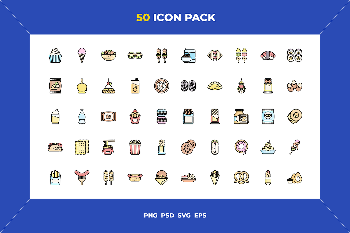 Appetizer and snacks icons, an Outline Icon by Wencory (Photo 1 of 2)