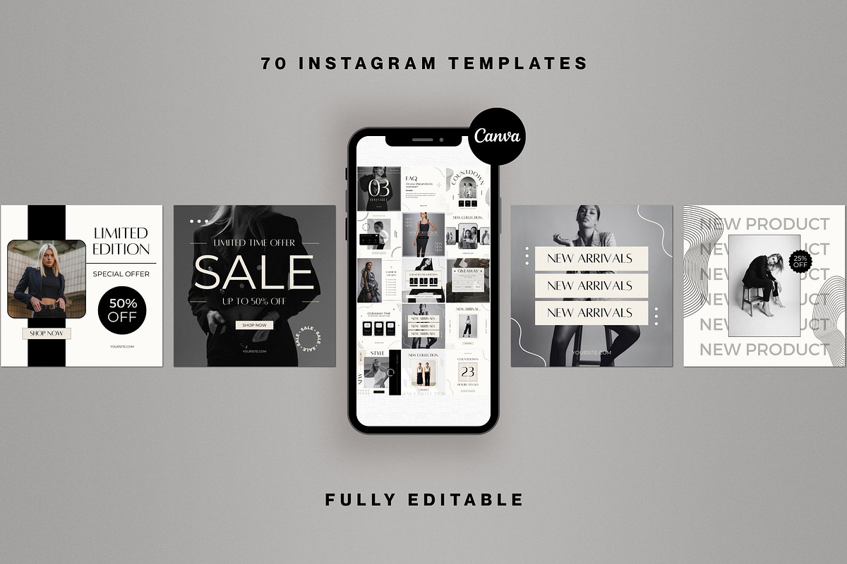 E-commerce Instagram Canva Templates, a Social Media Template by Deb Creative Studio (Photo 3 of 10)