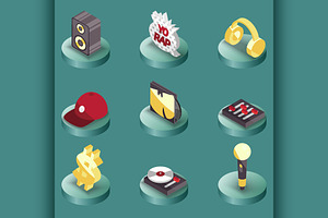 Rap Color Isometric Icons