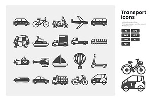 Transport Icon Pack, a Solid Icon by erifqizeicon