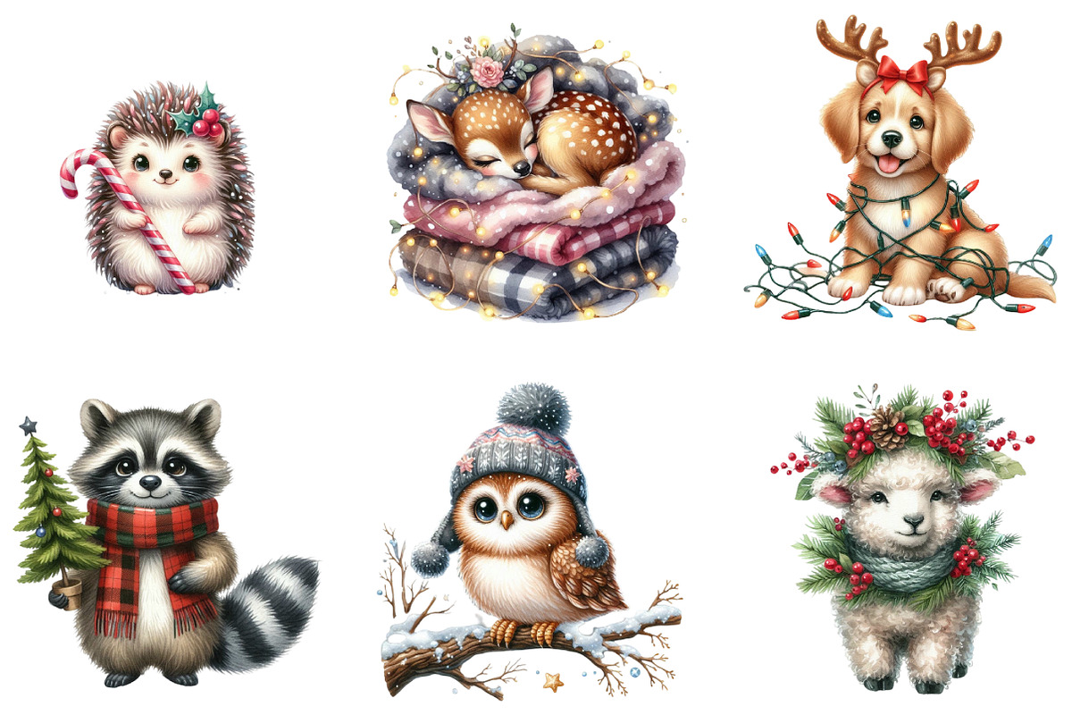 Watercolor Christmas Cute Animal, an Illustration by DreamArtGraphic (Photo 6 of 6)