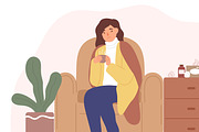 Sick woman at home, a Healthcare Illustration by Good Studio (Thumbnail 2 of 3)