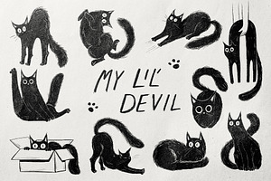 Hand-Drawn Black Cat Illustrations, an Animal Illustration by Garden in frame