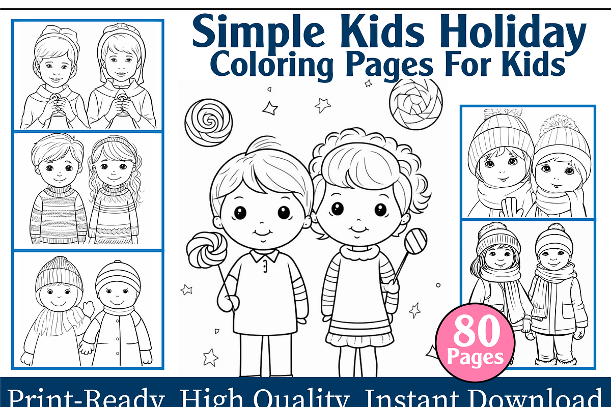 Simple Kids Holiday Coloring Pages, an Animal Illustration by maggiesar (Photo 1 of 4)