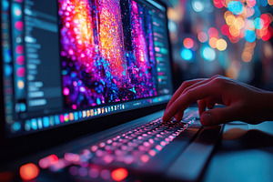 Vibrant digital artwork illuminated, a Photo by Tanuart