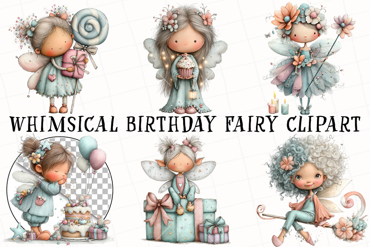 Whimsical Birthday Fairy Clipart, an Illustration by OK Design (Photo 2 of 6)