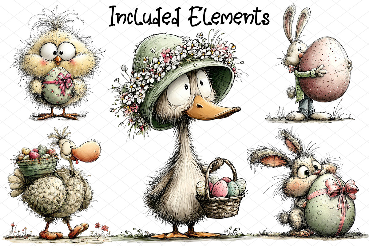 Whimsical Easter Animals Clipart, an Illustration by cherrydesign (Photo 2 of 4)
