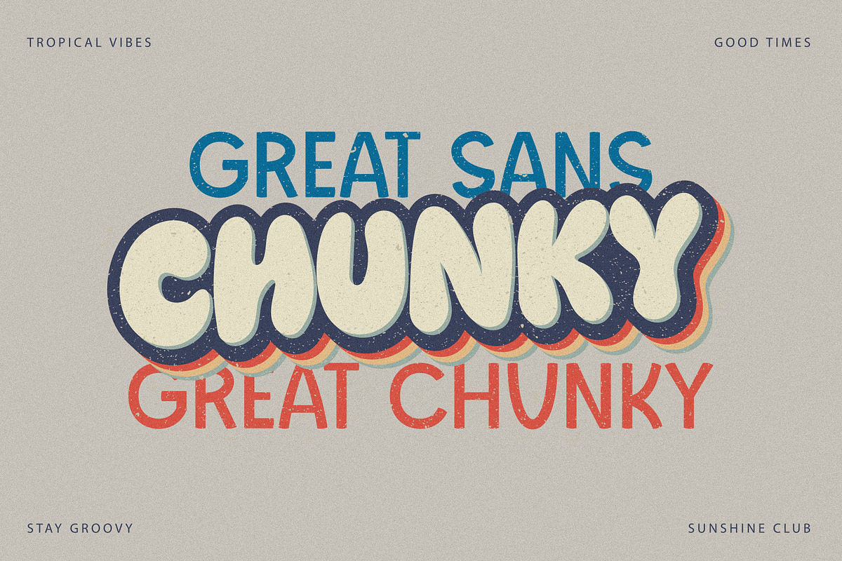 Great Chunky Sans - Y2k Funny Retro, a Sans Serif Font by MaxArt Foundry (Photo 13 of 13)