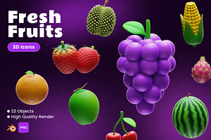 Fresh Fruits 3D Icons