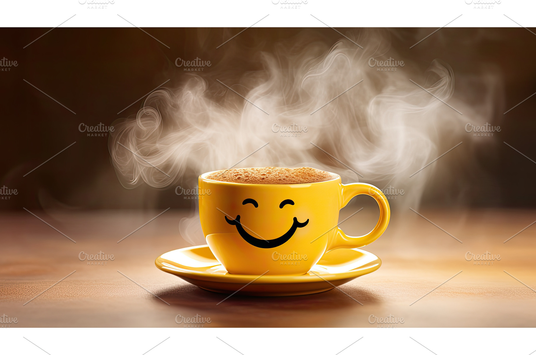 cheerful yellow smiley face emoji ai, a Food & Drink Photo by pikepicture