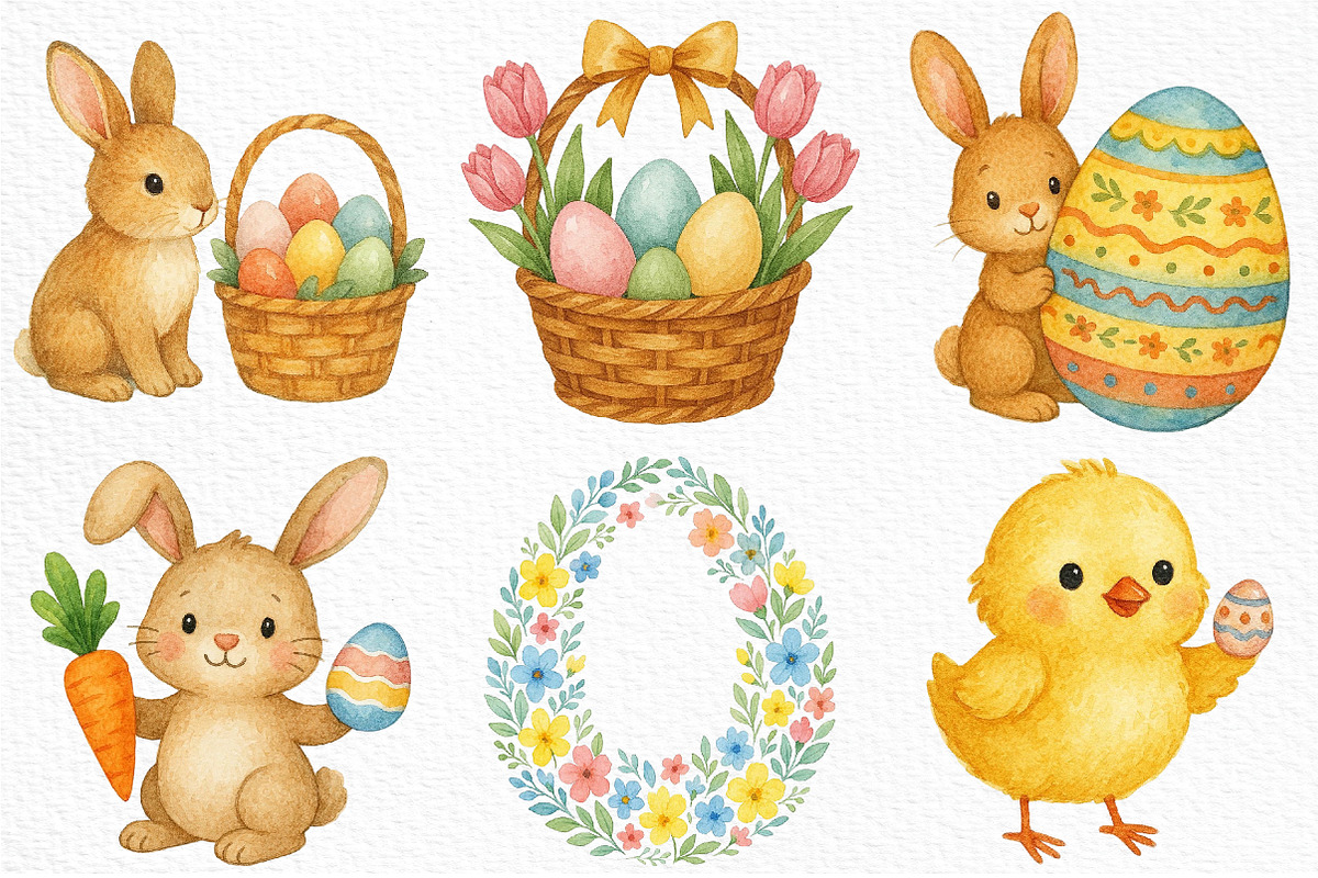 Watercolor Easter Spring Clipart PNG, an Illustration by Craft Nest (Photo 5 of 8)