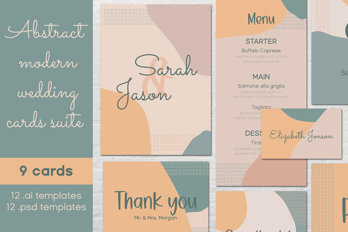 Abstract modern wedding cards suite, an Invitation Template by MariiaVD (Photo 1 of 10)