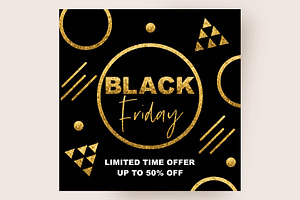 Black friday sale gold glitter text