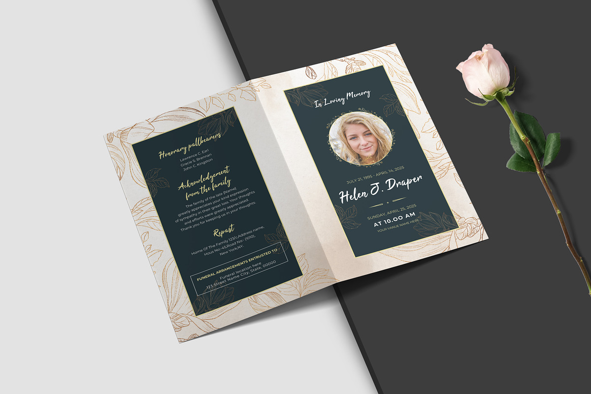 Funeral Program And Prayer Card, a Brochure Template by crazyOWL (Photo 2 of 8)